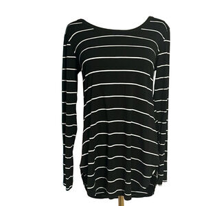 Evereve Peyton Jensen high low black white stripe top - XS